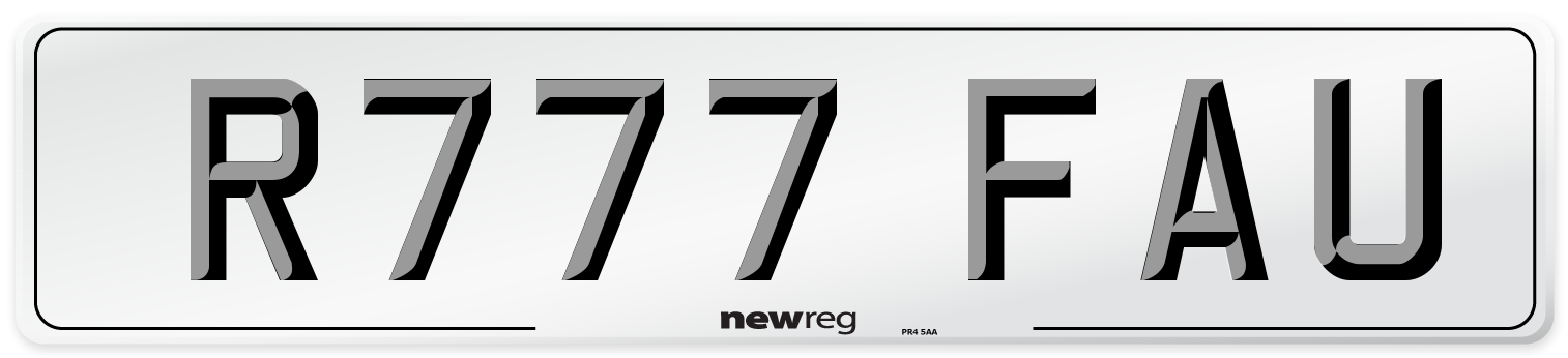 R777 FAU Number Plate from New Reg